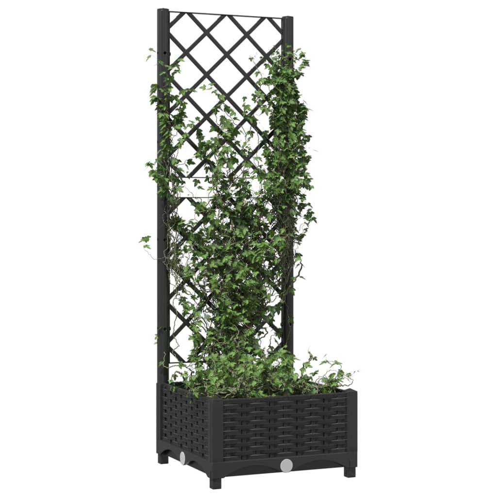 vidaXL Jardinieră de grădină cu spalier negru, 40x40x121,5 cm, PP