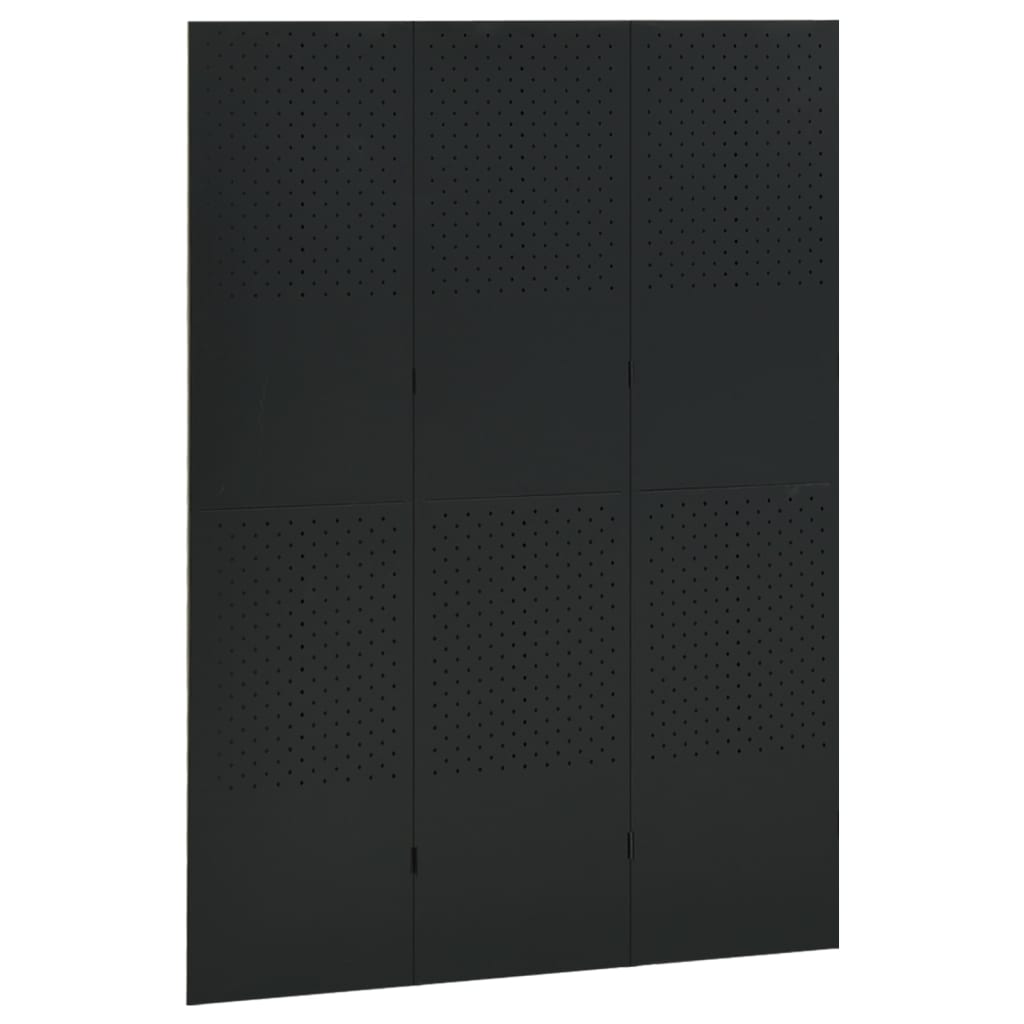 vidaXL Paravan de cameră cu 3 panouri, negru, 120x180 cm, oțel