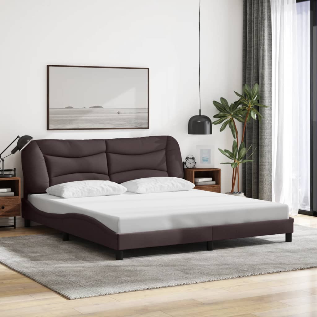 vidaXL Cadru de pat cu tăblie, maro închis, 180x200 cm, textil