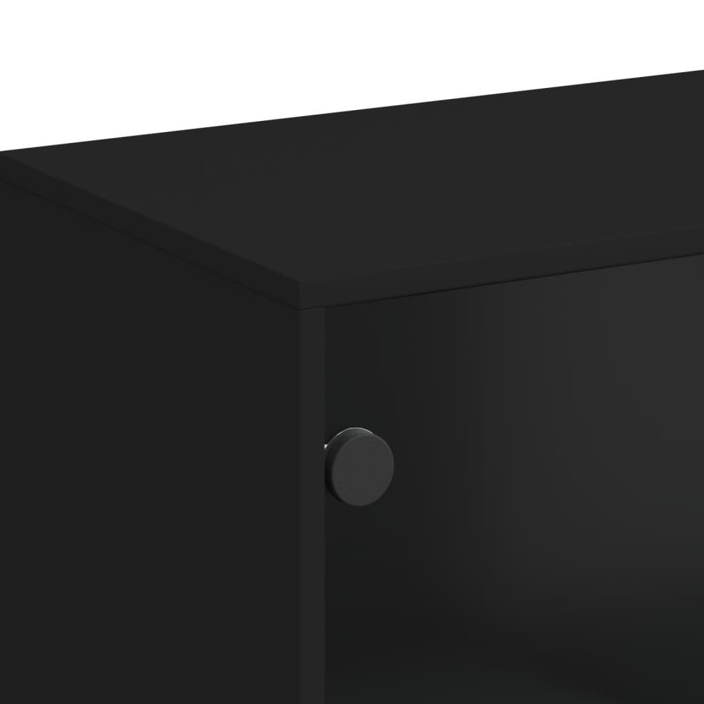 vidaXL Dulap lateral cu uși din sticlă, negru, 69x37x100 cm