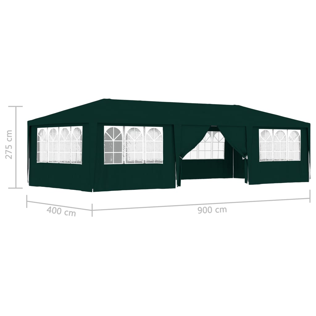 vidaXL Cort de petrecere profesional pereți laterali verde 4x9m 90g/m²