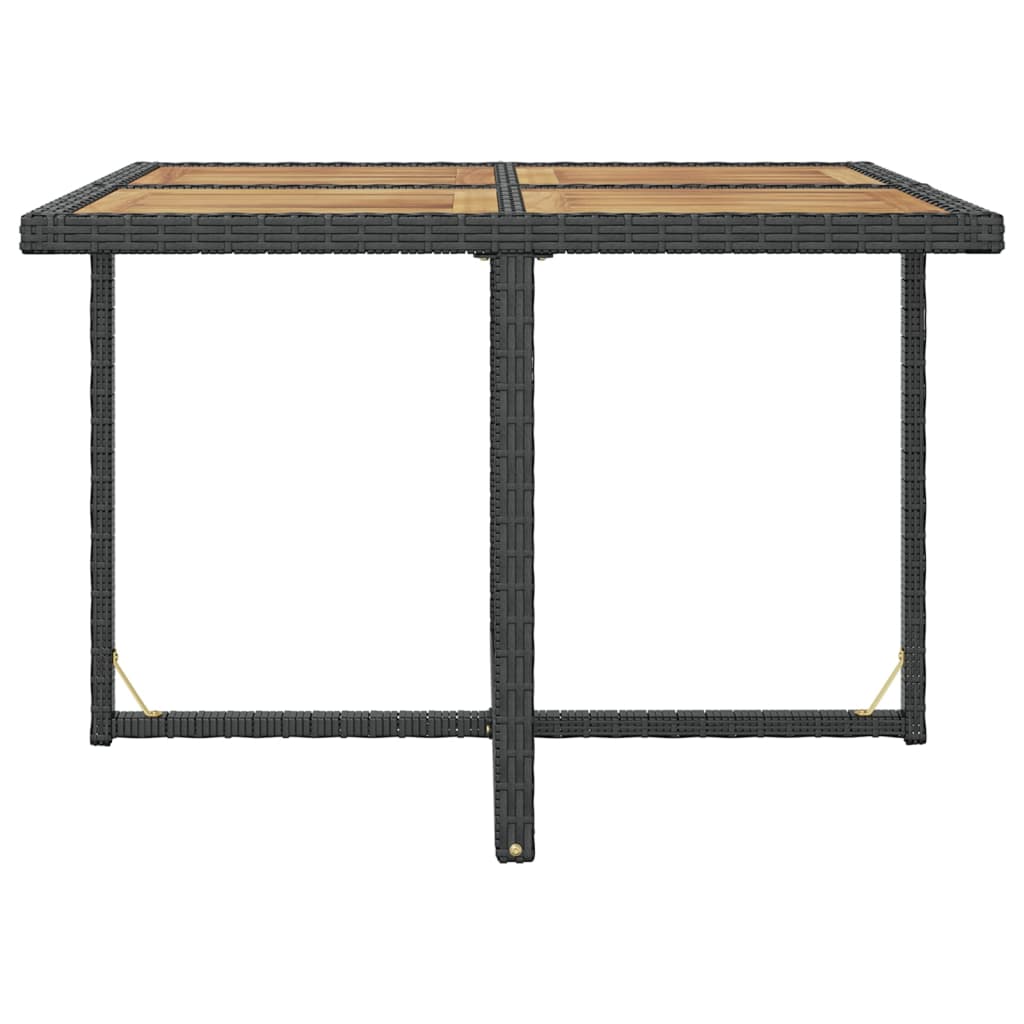 vidaXL Set mobilier de exterior, 9 piese negru, poliratan, lemn acacia