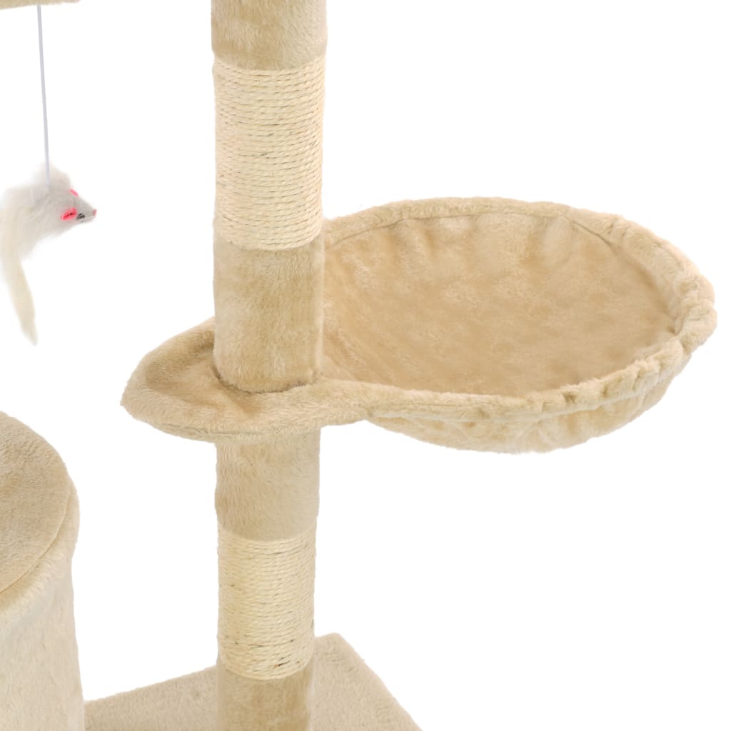 vidaXL Ansamblu pisici cu stâlpi din funie de sisal, 138 cm, bej