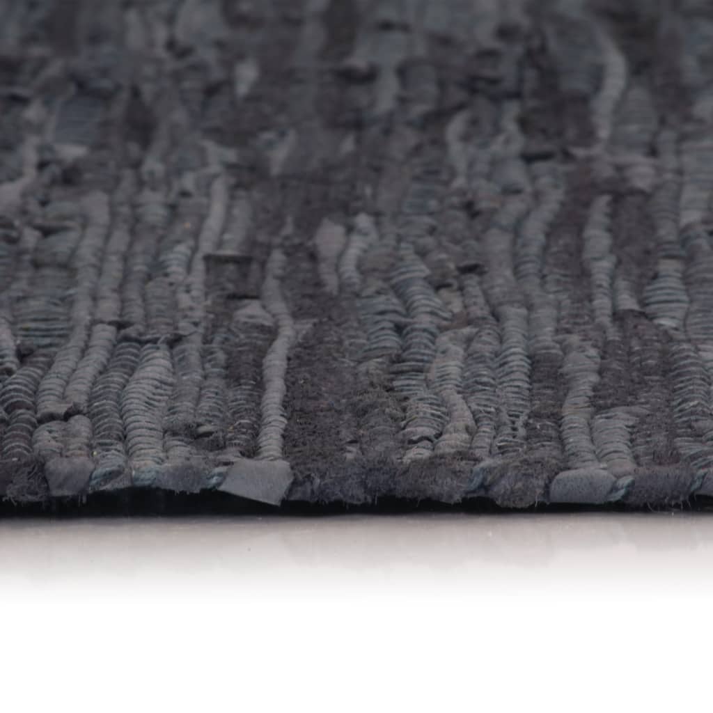 vidaXL Covor țesut manual Chindi din piele, 160 x 230 cm, gri
