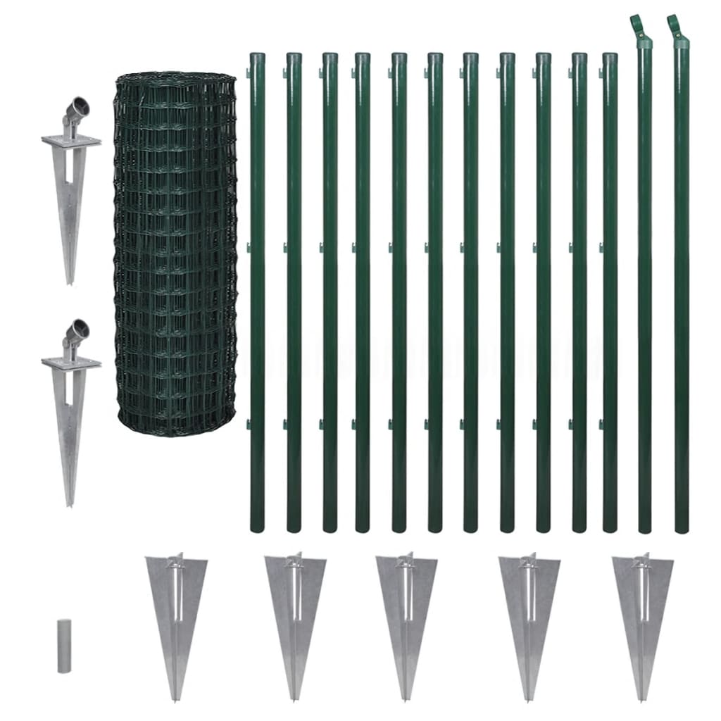 vidaXL Euro gard, verde, 25 x 1,2 m, oțel