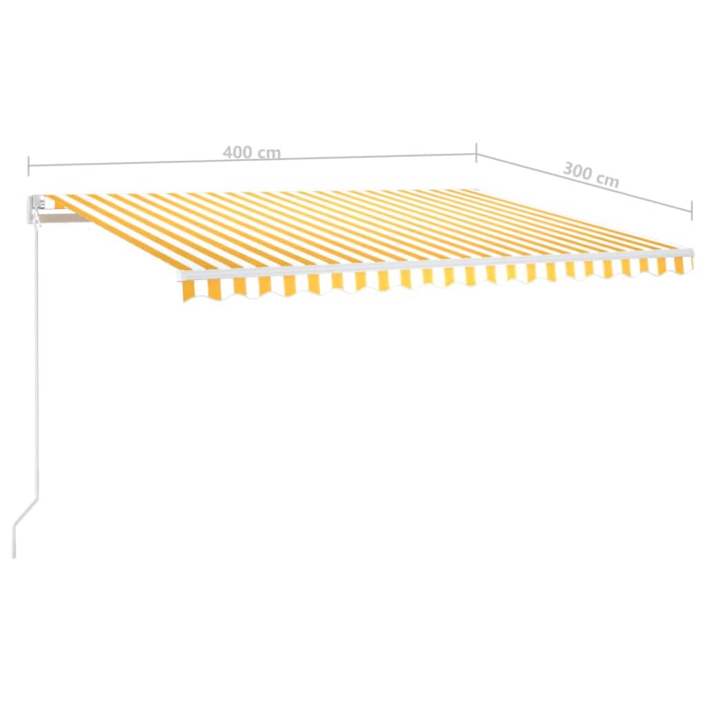 vidaXL Copertină retractabilă manual cu LED, galben & alb, 400x300 cm