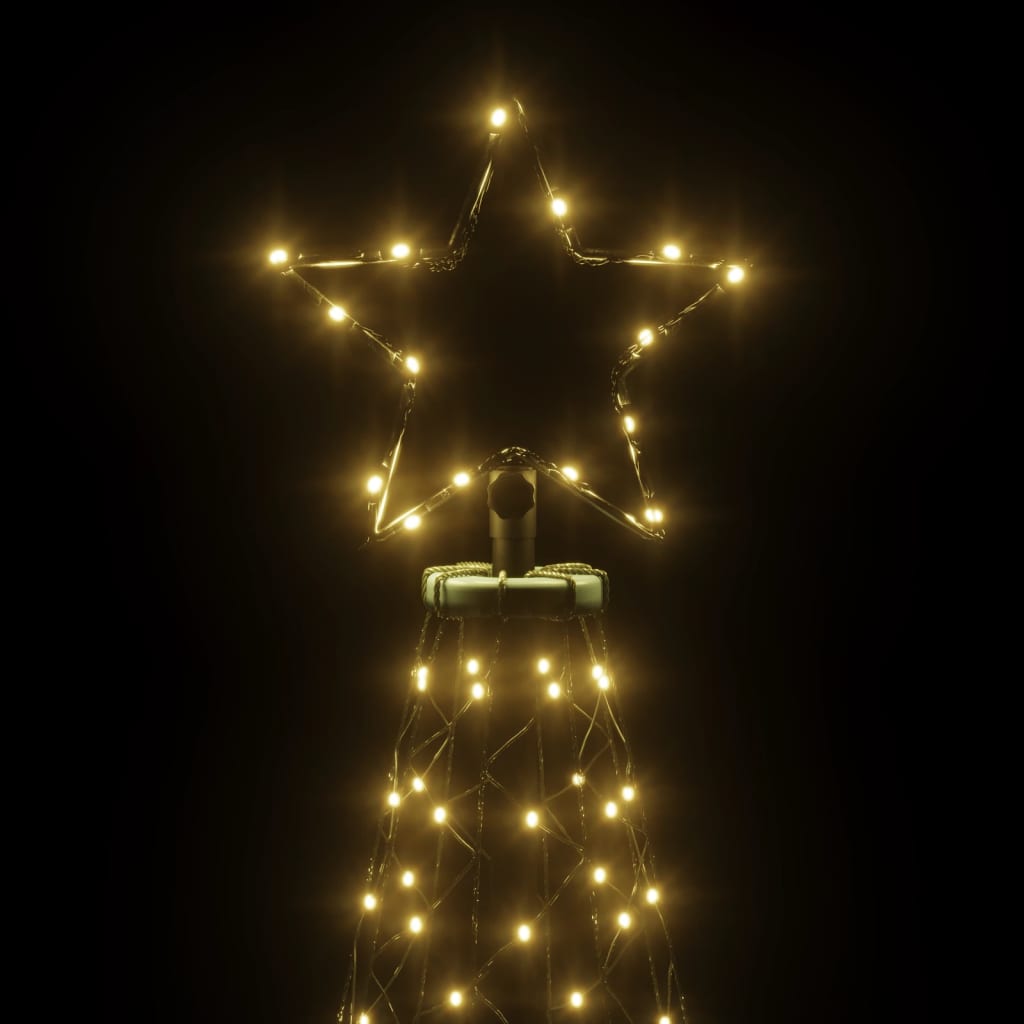 vidaXL Pom de Crăciun cu stâlp de metal, 1400 LED-uri, alb cald, 5 m