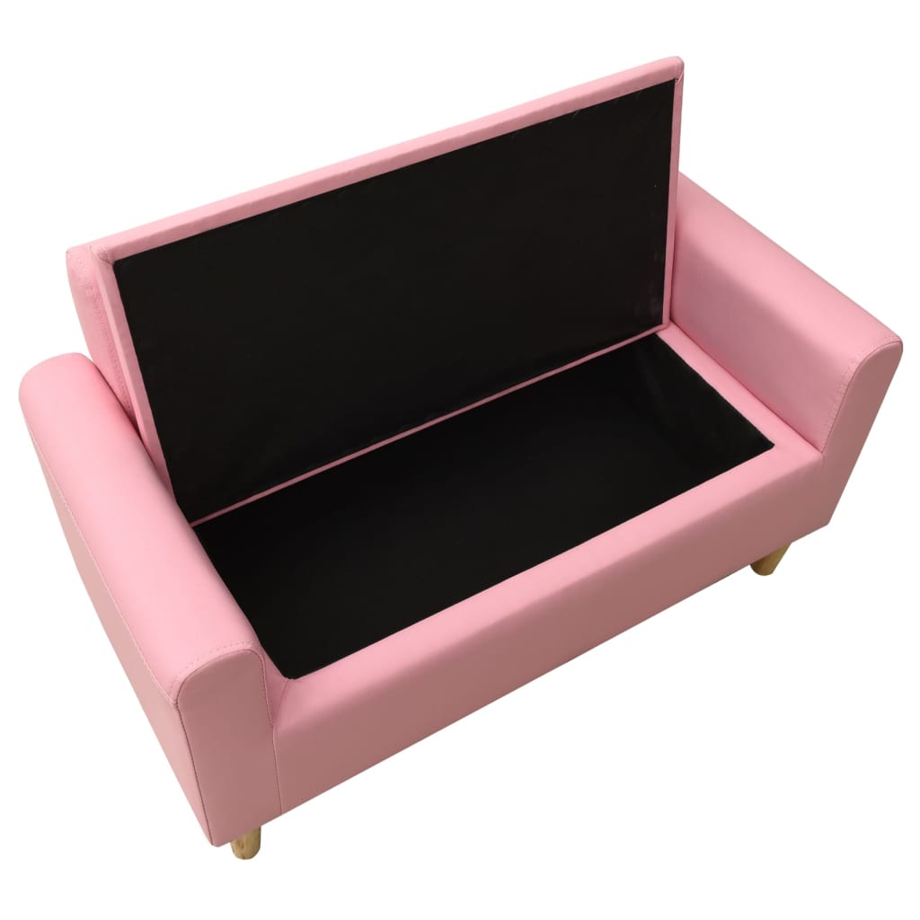 vidaXL Canapea pentru copii cu 2 locuri, roz, piele ecologică