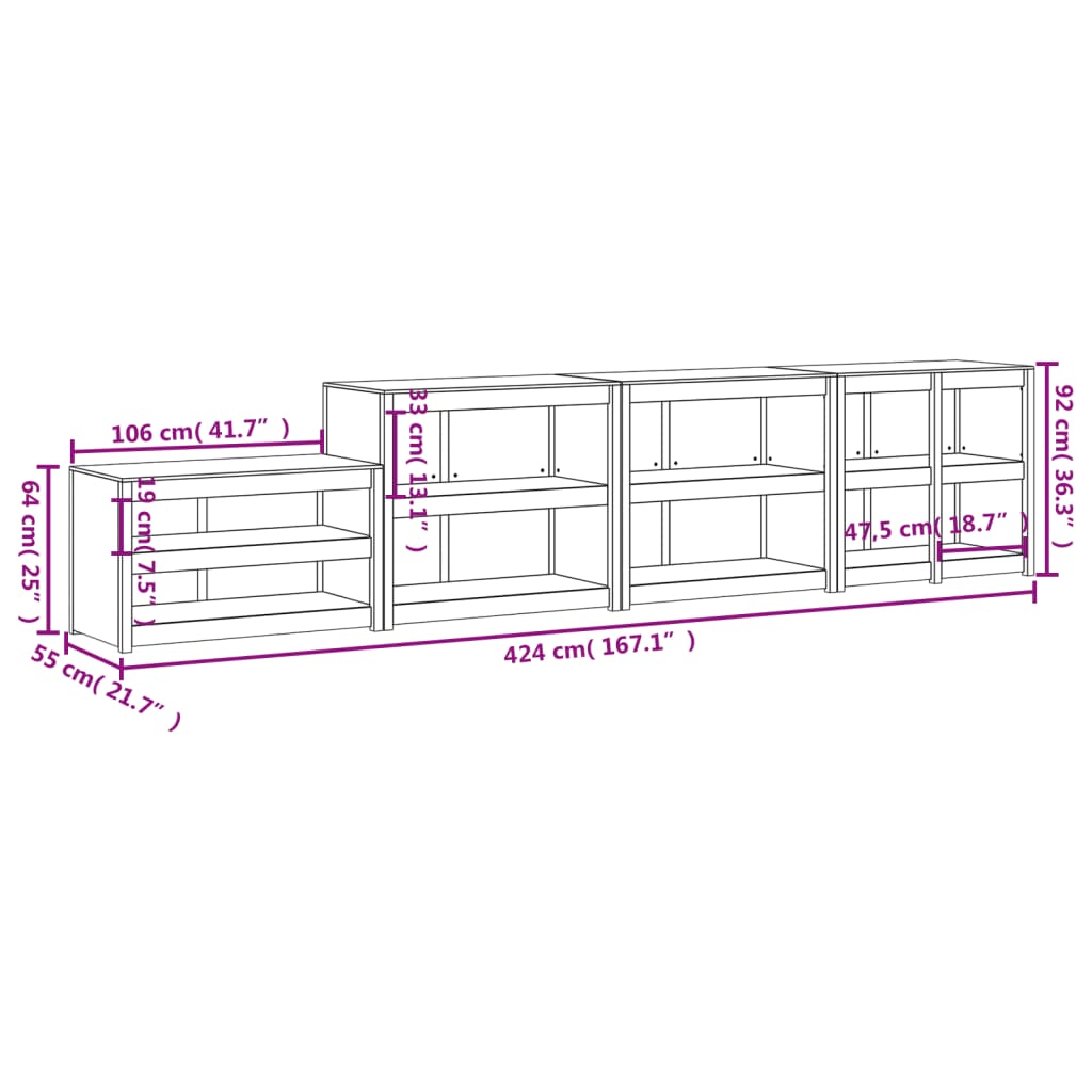 vidaXL Dulapuri de bucătărie de exterior, 4 buc., alb, lemn masiv pin