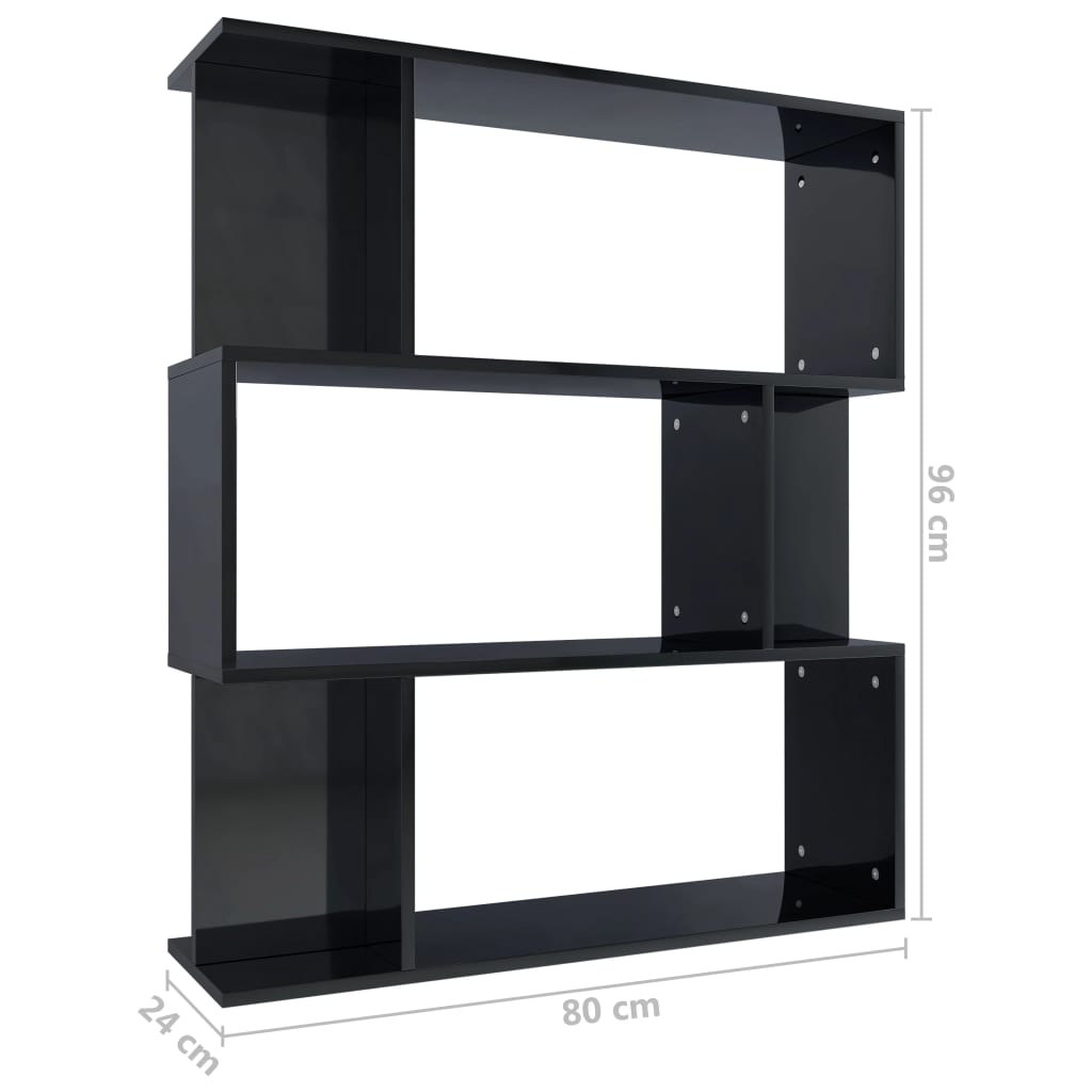 vidaXL Bibliotecă/Separator cameră, negru extralucios, 80x24x96 cm PAL
