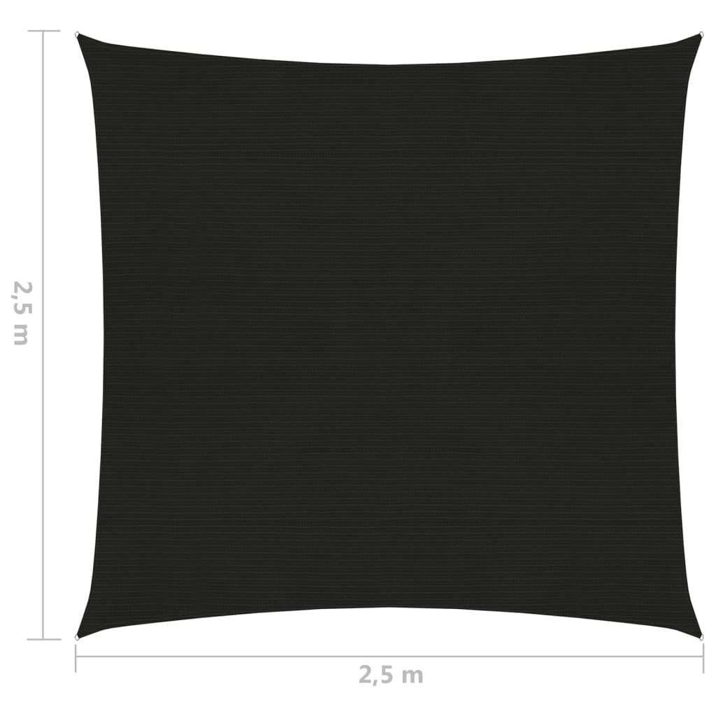 vidaXL Pânză parasolar, negru, 2,5x2,5 m, HDPE, 160 g/m²