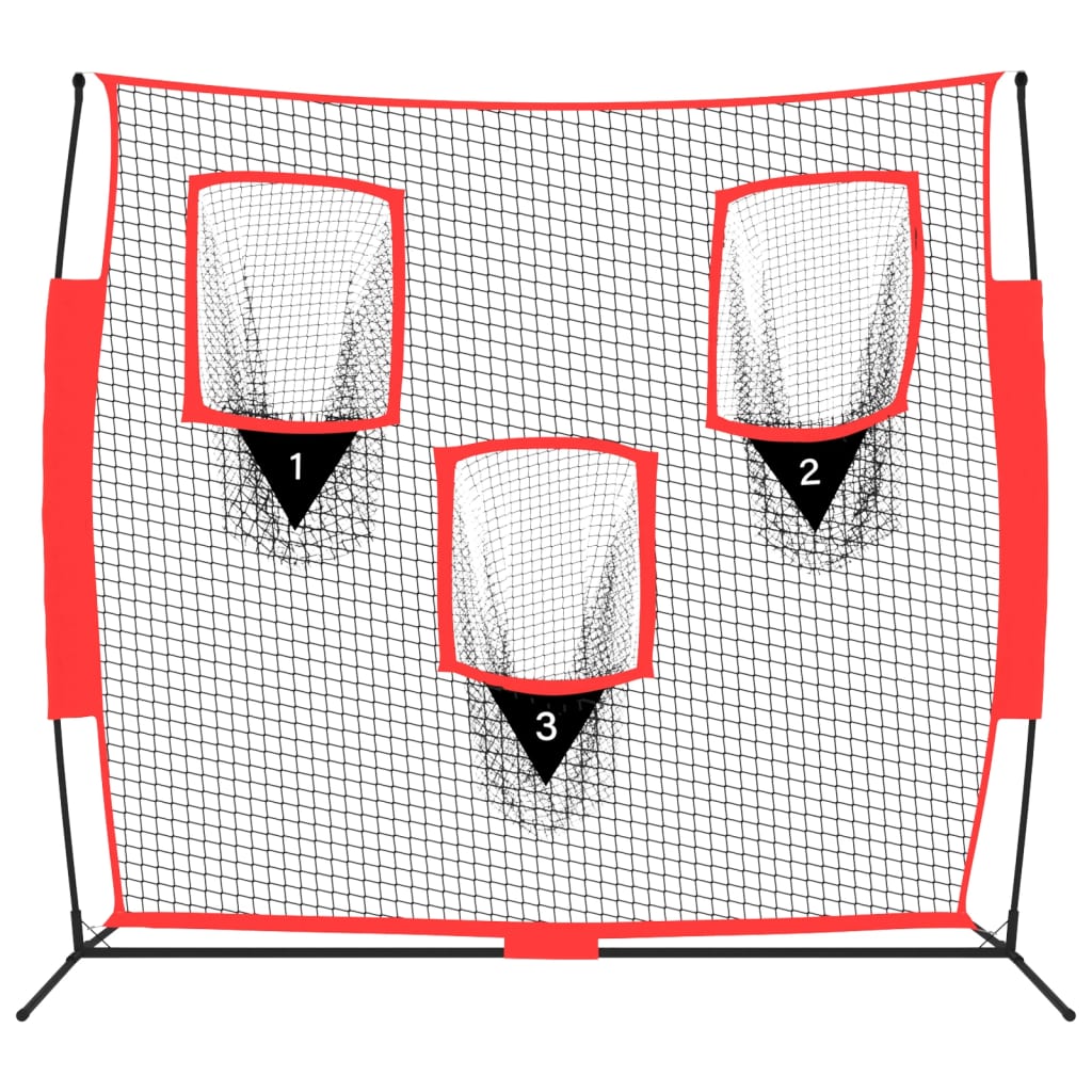 vidaXL Plasă de baseball portabilă negru/roșu 183x105x183 cm poliester