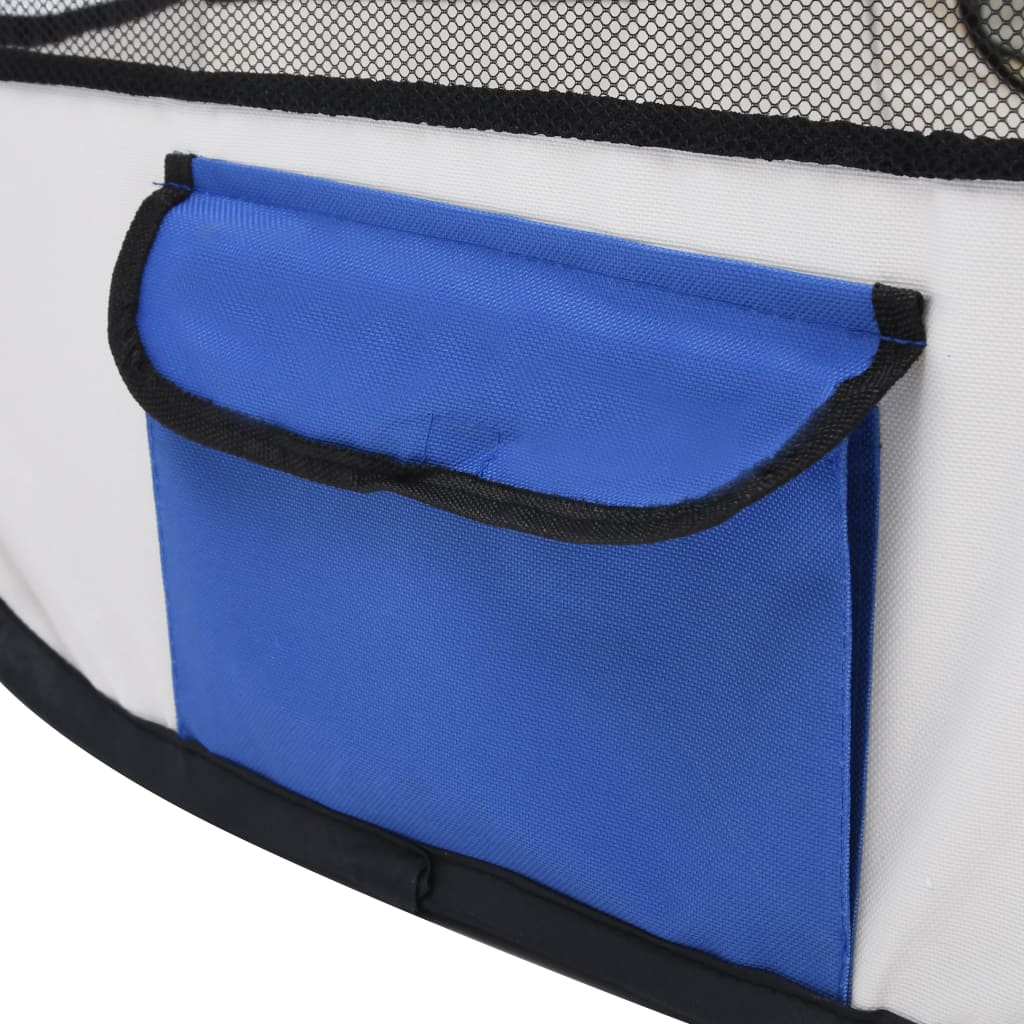 vidaXL Țarc câini pliabil cu sac de transport, albastru, 125x125x61 cm