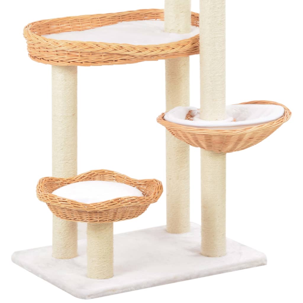 vidaXL Ansamblu pentru pisici cu stâlp din funie sisal, lemn de salcie