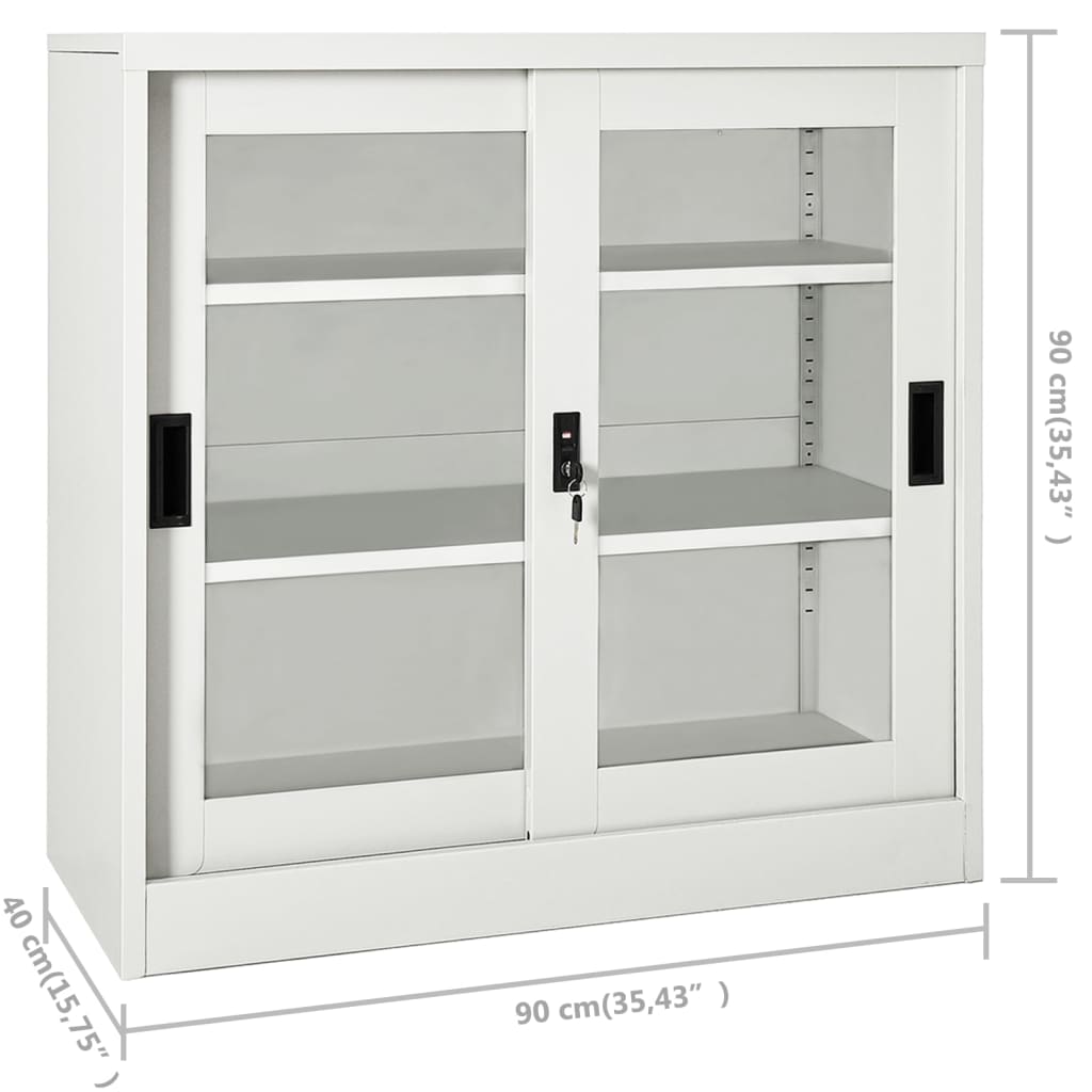 vidaXL Dulap cu ușă glisantă, gri deschis, 90x40x90 cm, oțel
