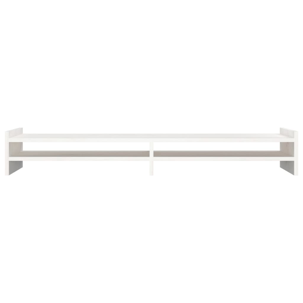 vidaXL Suport pentru monitor, alb, 100x27x15 cm, lemn masiv pin