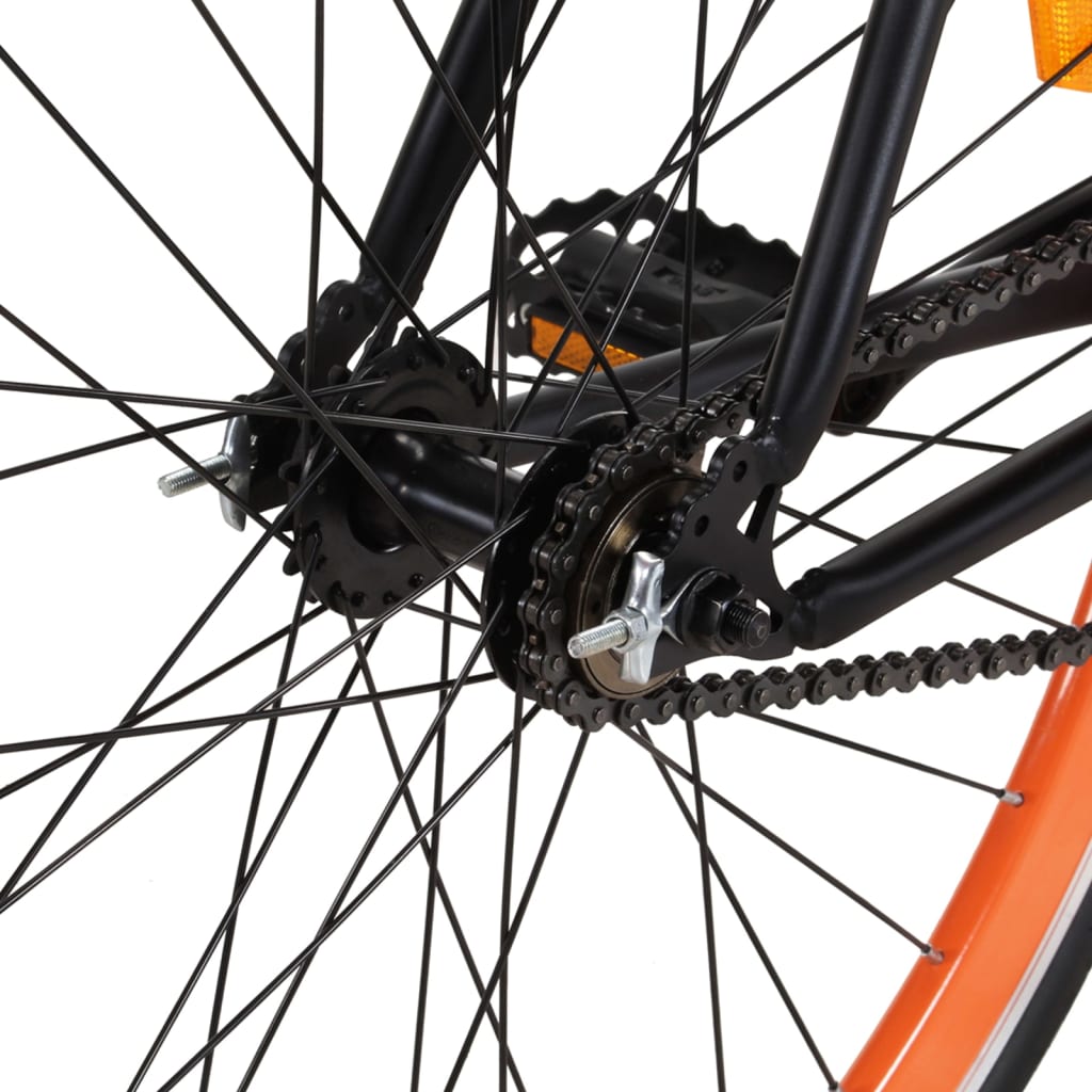 vidaXL Bicicletă cu angrenaj fix, negru și portocaliu, 700c, 51 cm