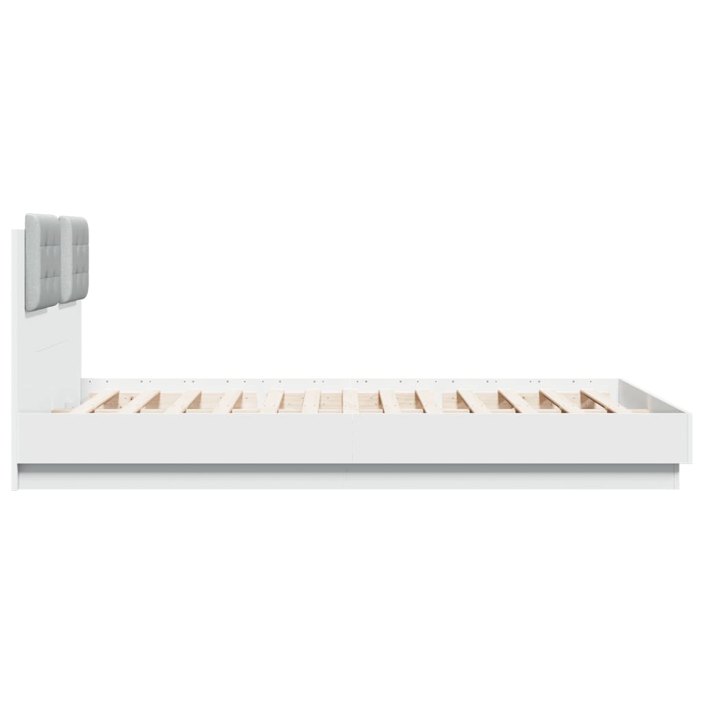 vidaXL Cadru de pat cu tăblie, alb, 140x200 cm, lemn prelucrat