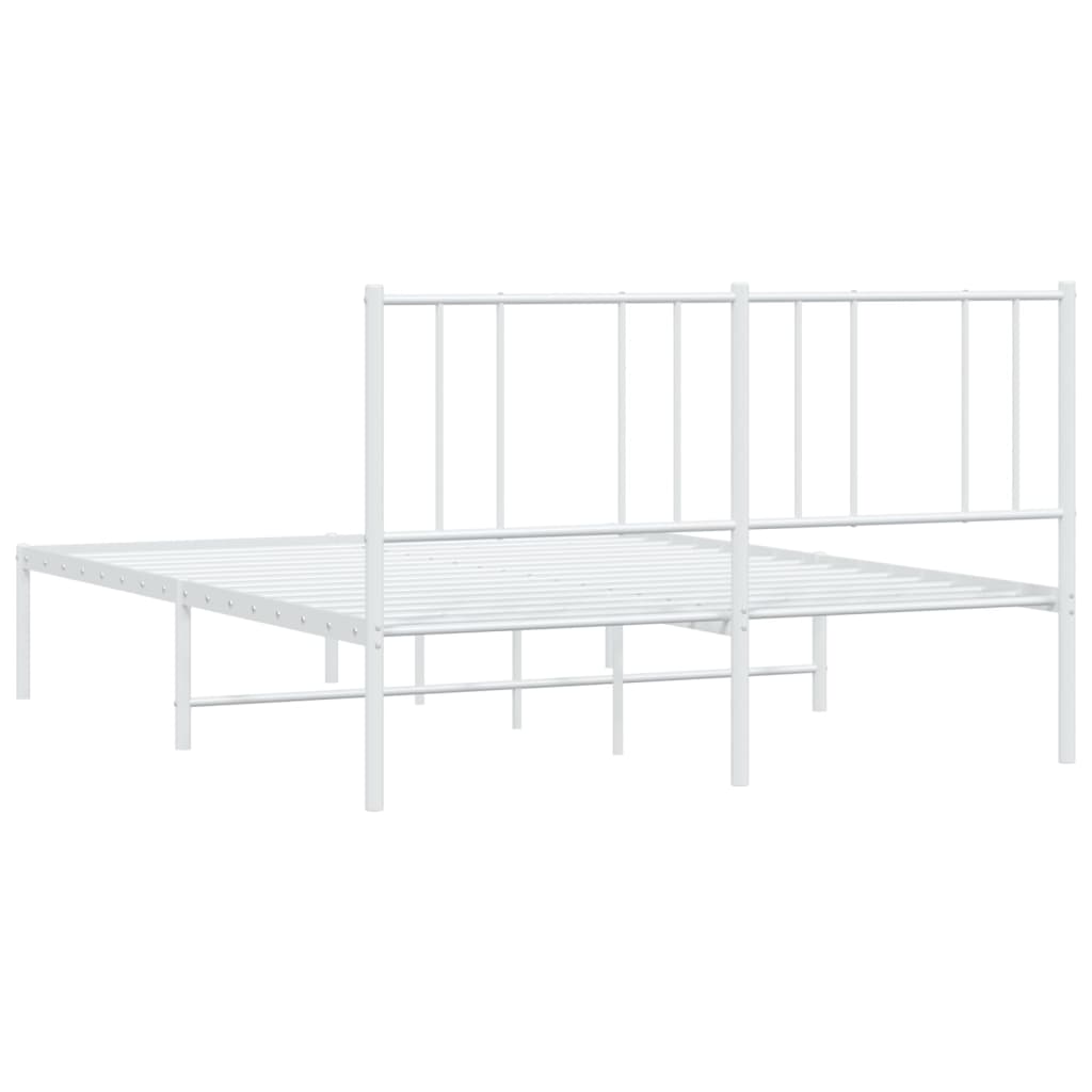 vidaXL Cadru de pat metalic cu tăblie, alb, 150x200 cm