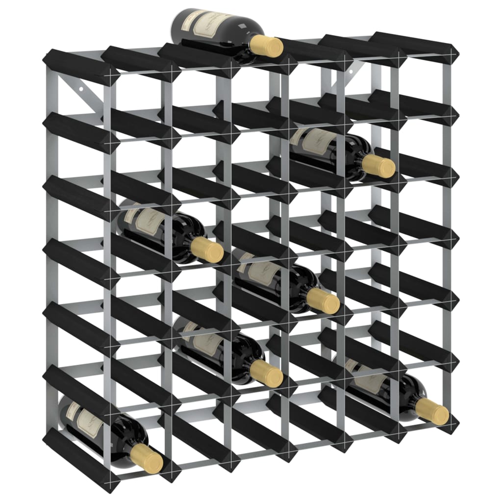 vidaXL Suport de vinuri, 42 sticle, negru, lemn masiv de pin