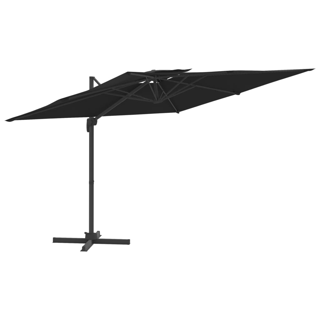 vidaXL Umbrelă dublă în consolă, negru, 400x300 cm