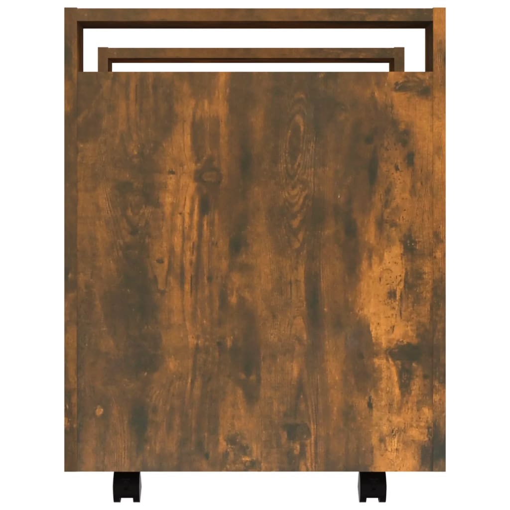 vidaXL Cărucior de birou, stejar fumuriu, 60x45x60 cm, lemn prelucrat