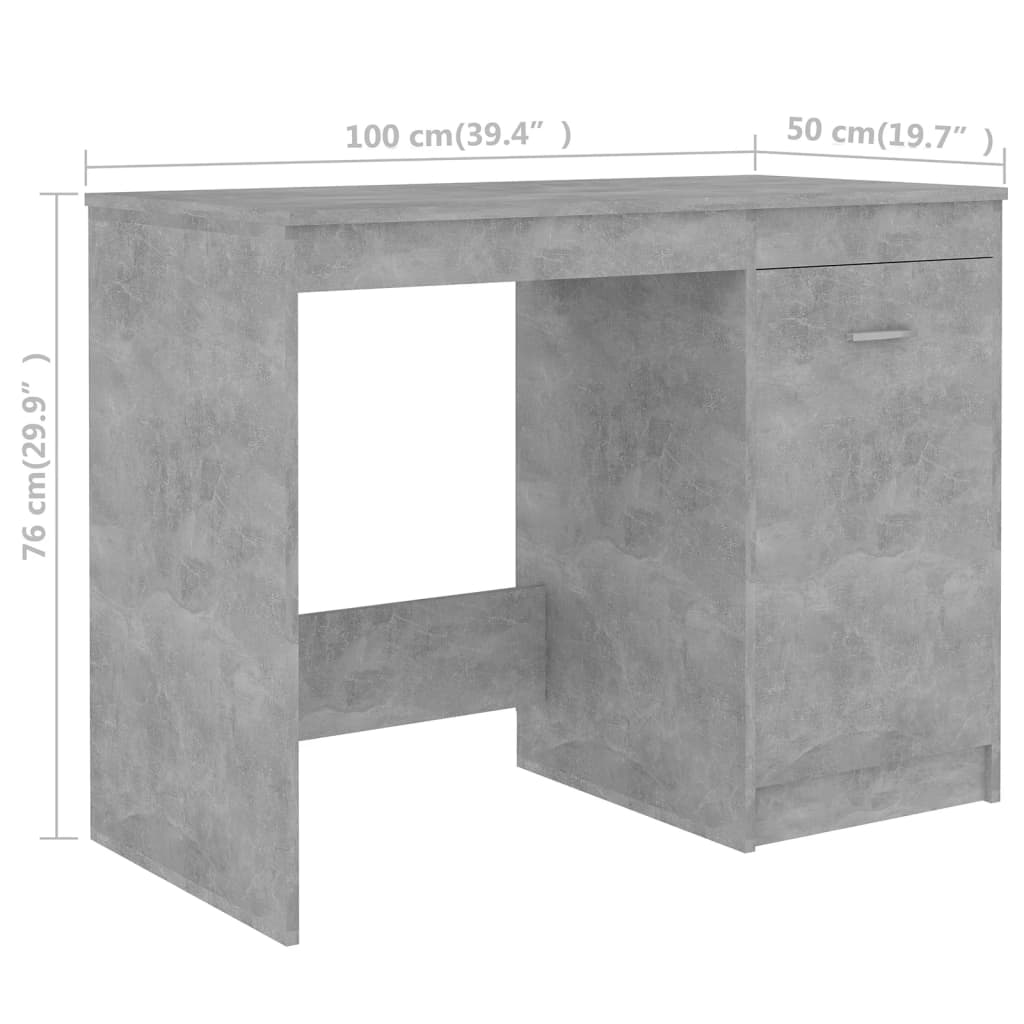 vidaXL Birou, gri beton, 140 x 50 x 76 cm, lemn prelucrat