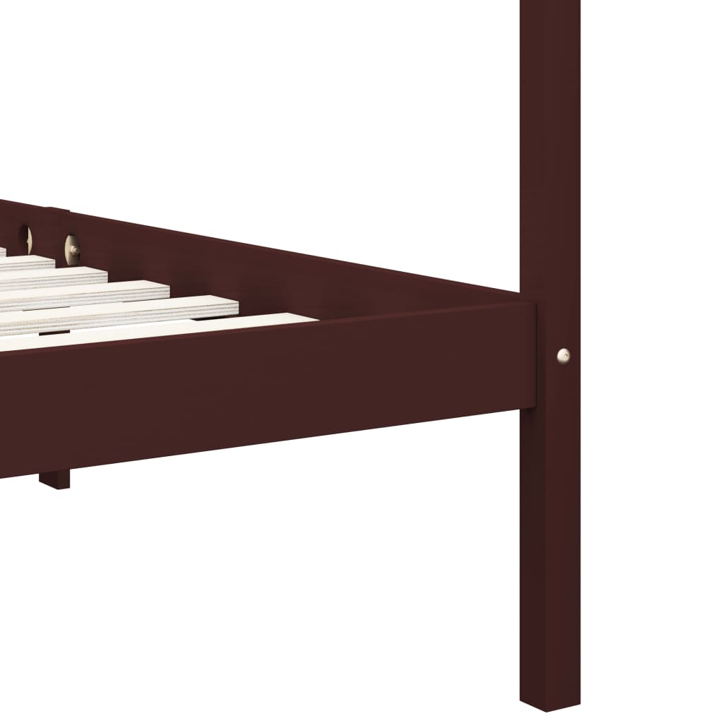 vidaXL Cadru pat cu baldachin maro închis 100x200 cm lemn masiv pin