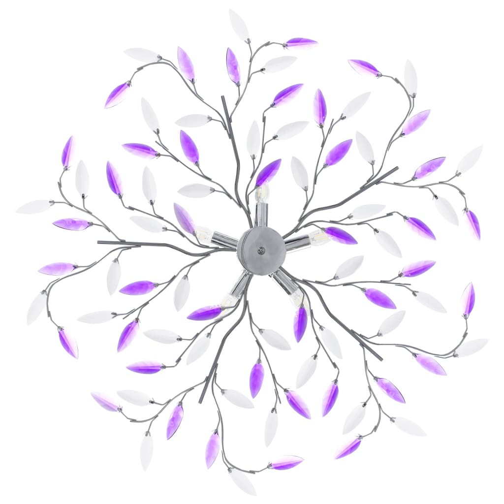 vidaXL Lustră cu brațe tip frunze cristal acrilic violet 5 becuri E14
