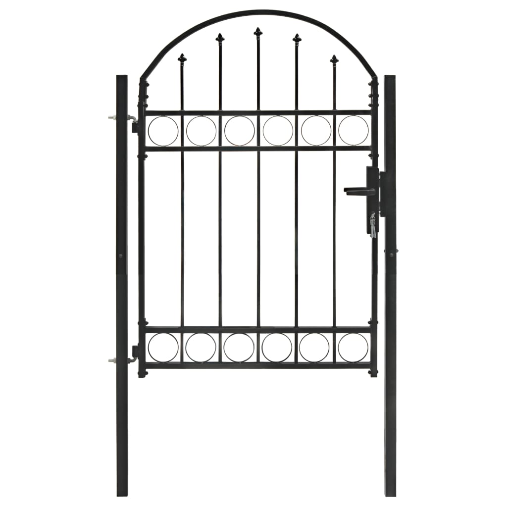 vidaXL Poartă de gard cu arcadă, negru, 100 x 125 cm, oțel