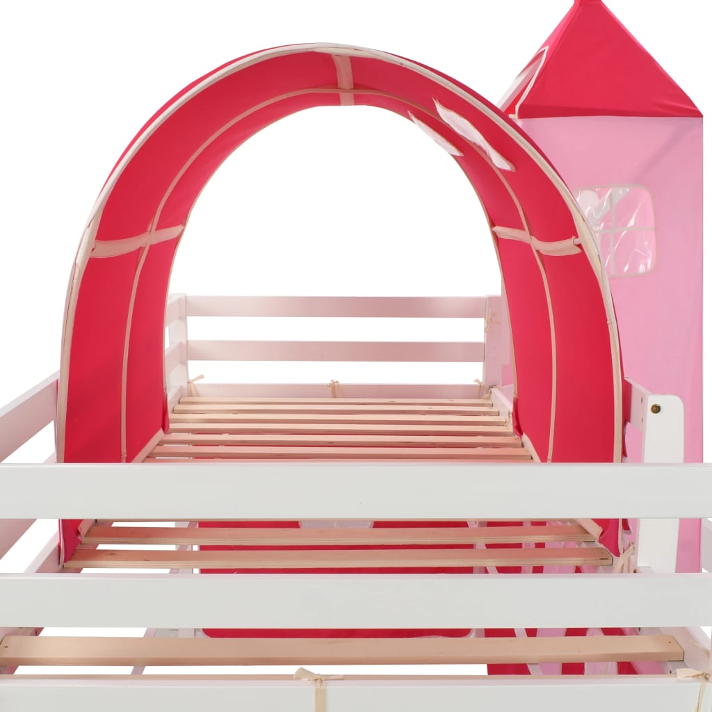 vidaXL Cadru pat etajat copii cu tobogan & scară 208x230 cm lemn pin