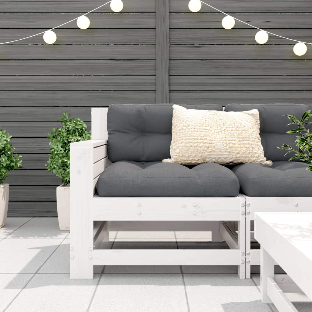 vidaXL Canapea cu cotieră de grădină, alb, 69x62x70,5cm lemn masiv pin