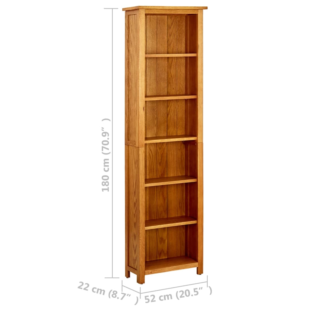 vidaXL Bibliotecă cu 6 rafturi, 52x22x180 cm, lemn masiv de stejar