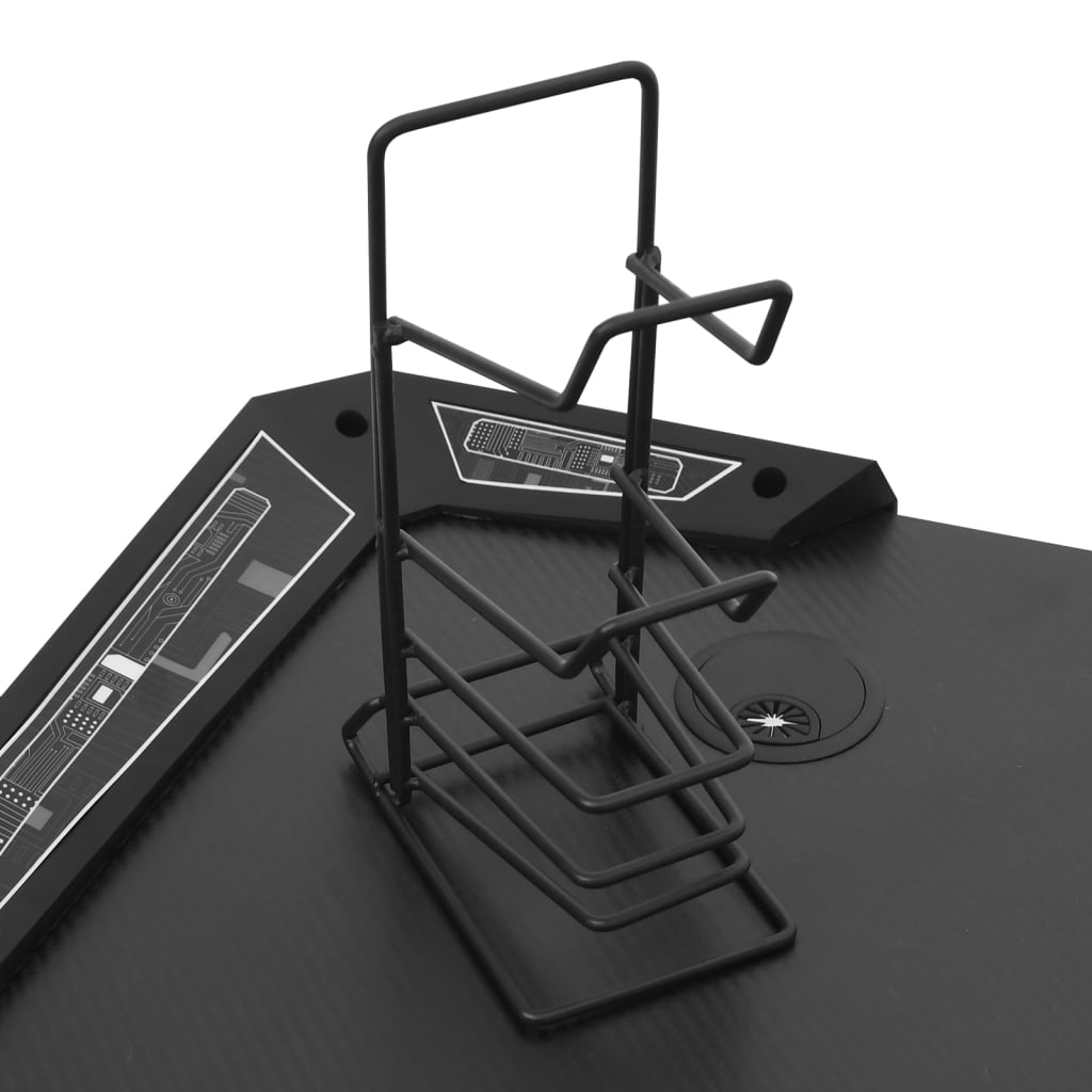 vidaXL Birou de gaming cu picioare formă Y, negru, 110x60x75 cm, LED
