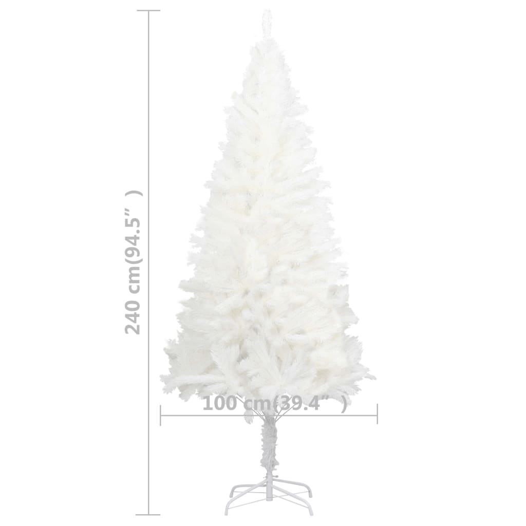 vidaXL Set brad de Crăciun artificial cu LED-uri/globuri, alb, 240 cm