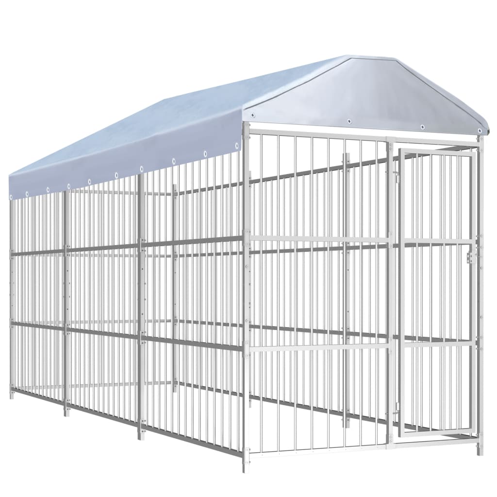 vidaXL Padoc pentru câini de exterior, cu acoperiș, 450x150x200 cm