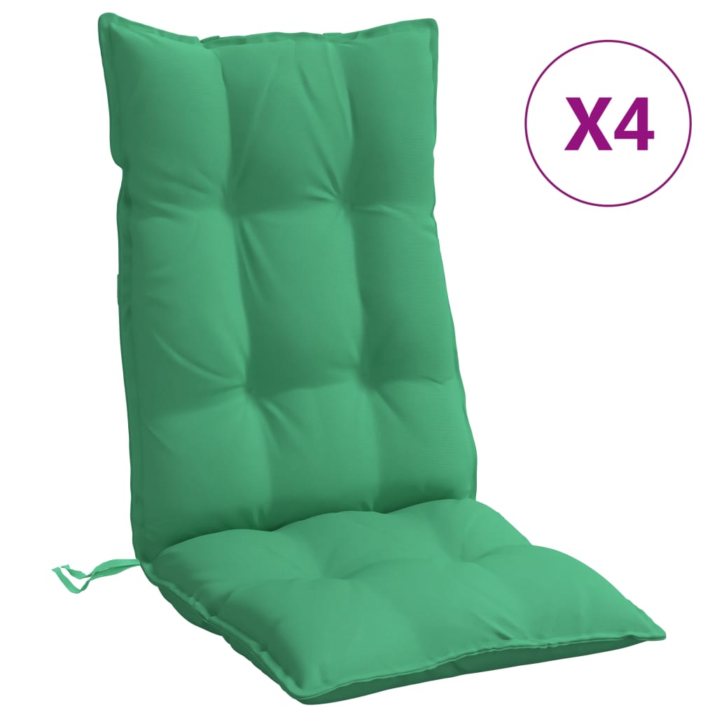 vidaXL Perne scaun cu spătar înalt, 4 buc, verde, țesătură Oxford