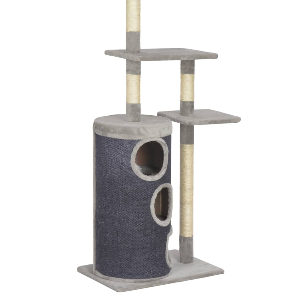 vidaXL Ansamblu pentru pisici, stâlpi din funie sisal, gri, 260 cm
