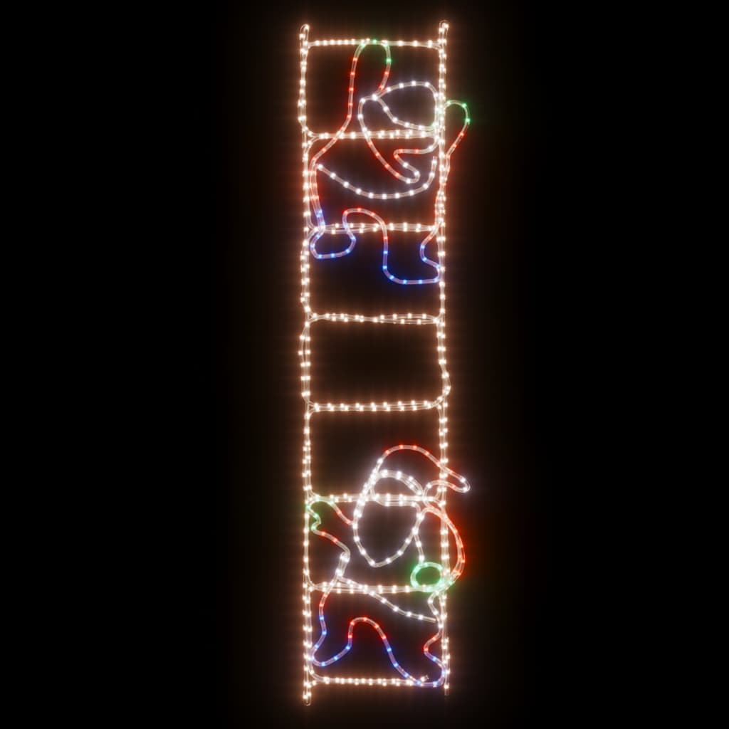 vidaXL Figurină Moș Crăciun pe scară, pliabilă, 552 LED-uri, 50x200 cm