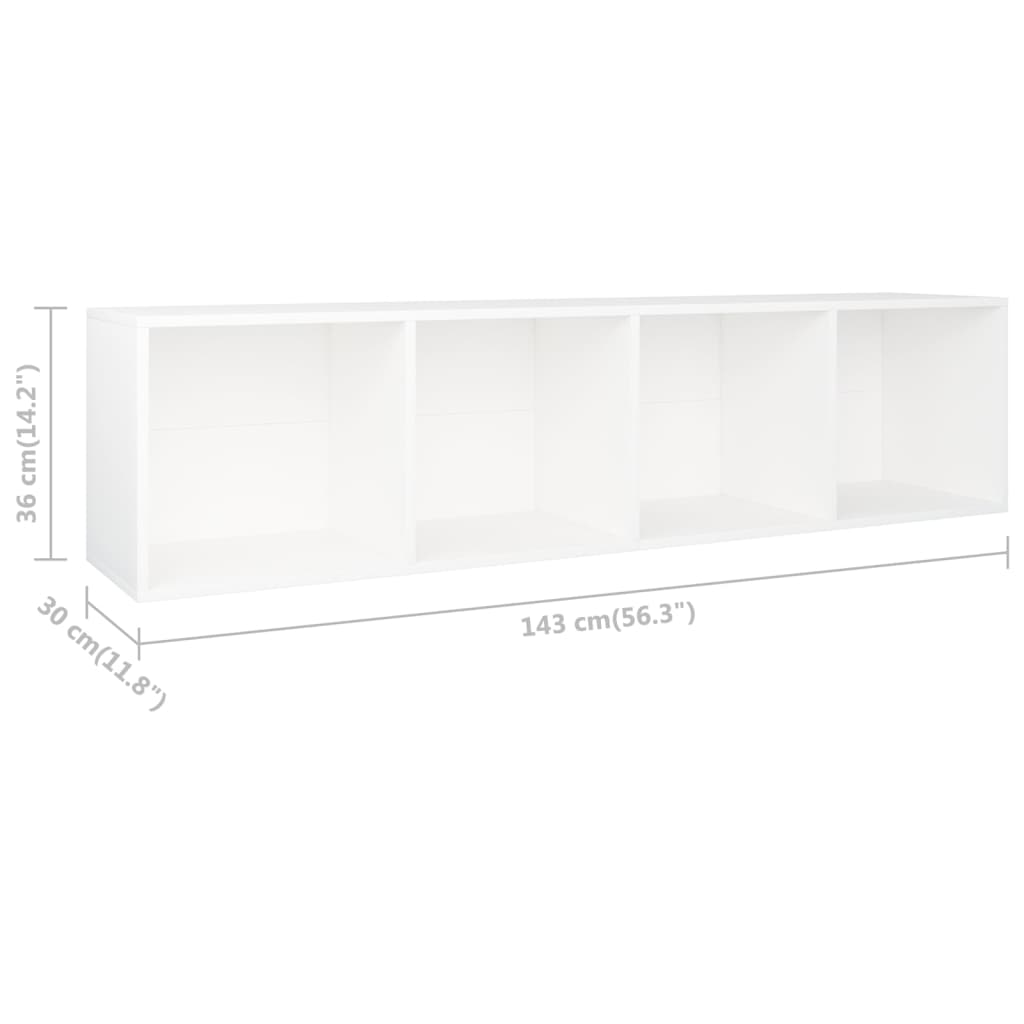 vidaXL Bibliotecă/Comodă TV, alb, 36 x 30 x 143 cm, PAL