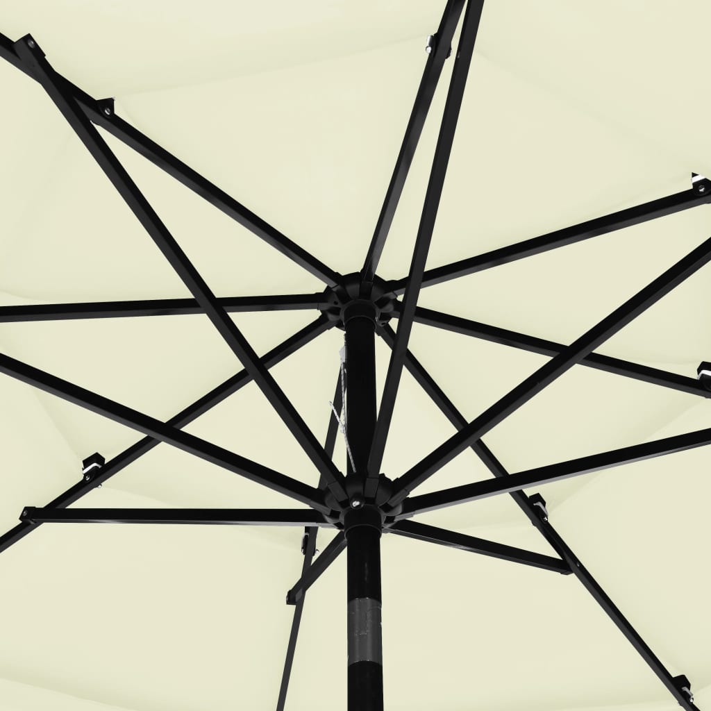 vidaXL Umbrelă de soare 3 niveluri, stâlp de aluminiu, nisipiu, 3 m