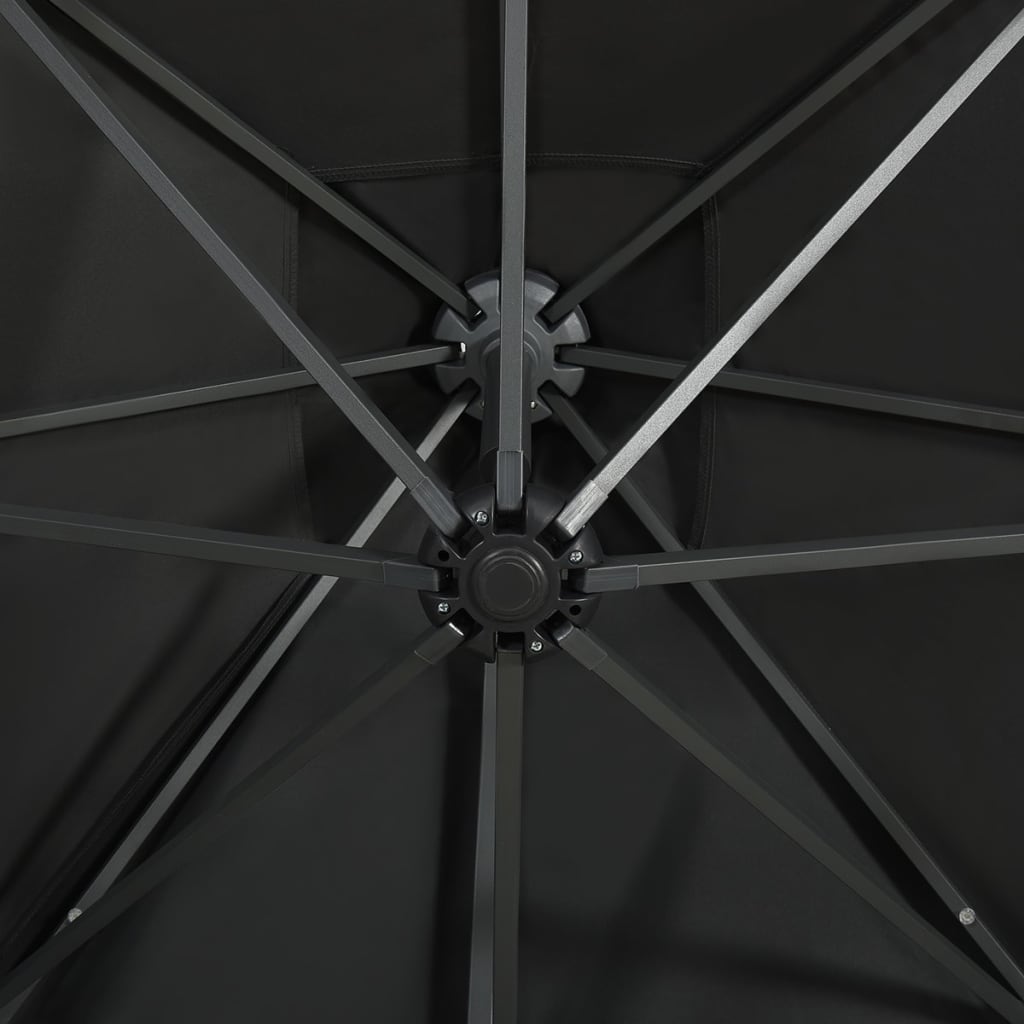 vidaXL Umbrelă suspendată cu stâlp și LED-uri, negru, 250 cm