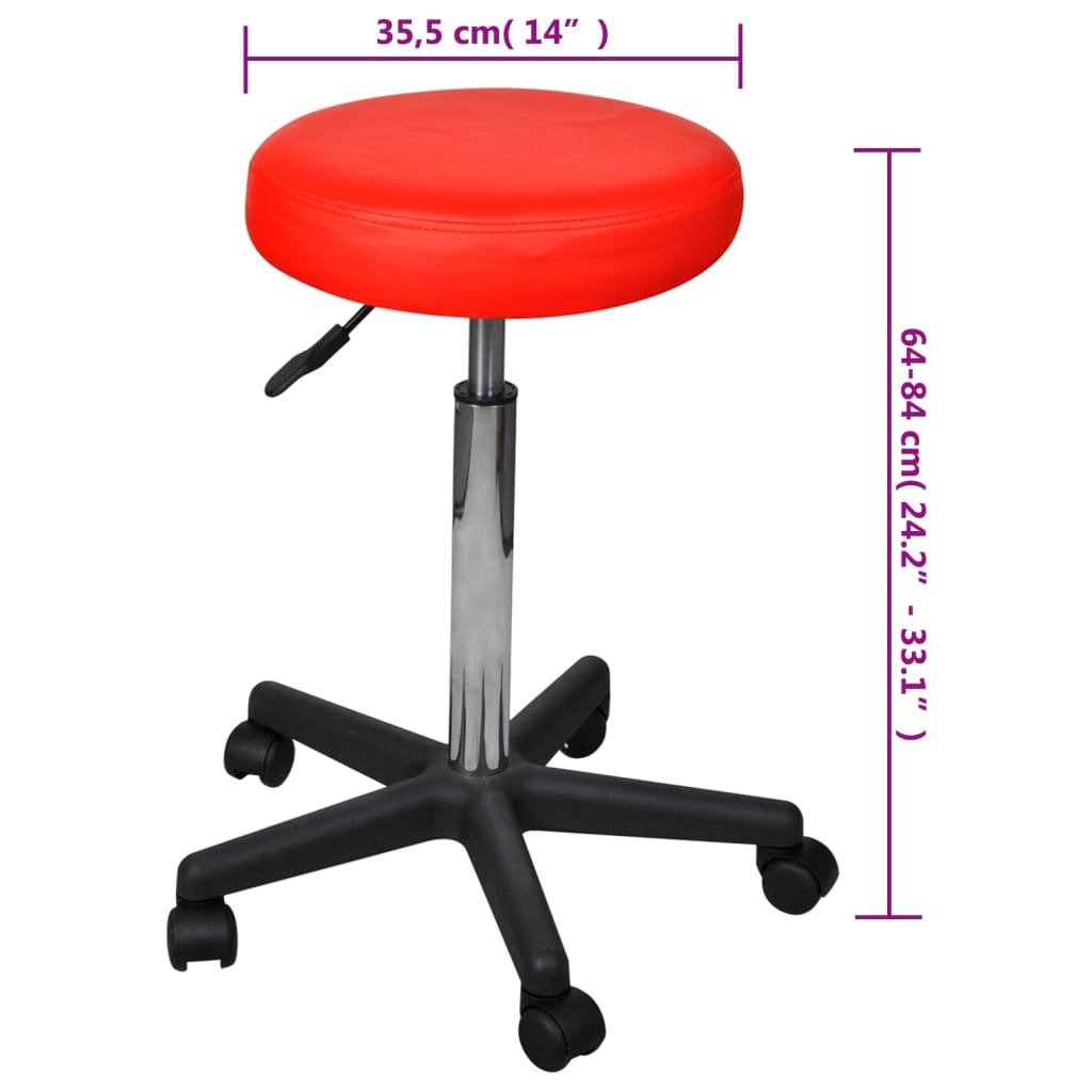 vidaXL Taburete de birou, 2 buc., roșu, 35,5x84 cm, piele ecologică