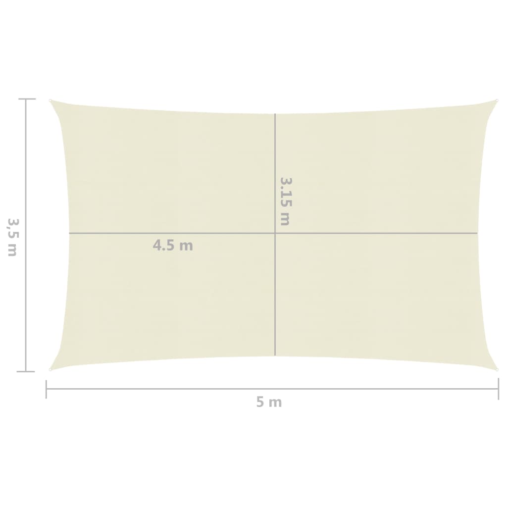 vidaXL Pânză parasolar, crem, 3,5x5 m, HDPE, 160 g/m²