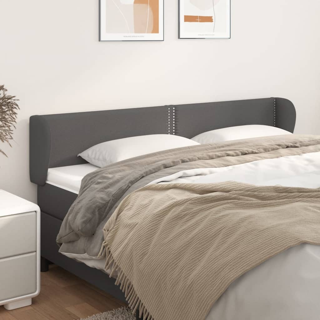 vidaXL Tăblie de pat cu aripioare gri 183x23x78/88 cm piele ecologică
