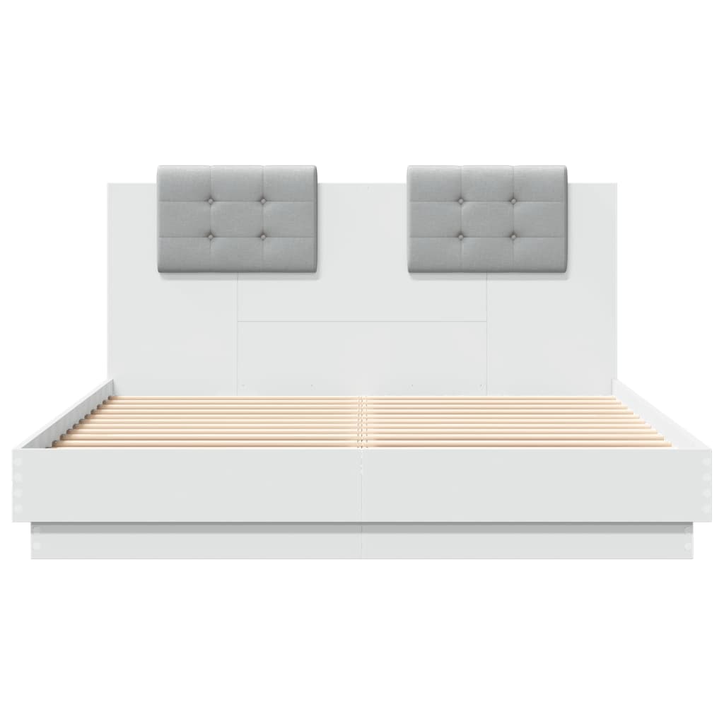 vidaXL Cadru de pat cu tăblie, alb, 140x200 cm, lemn prelucrat