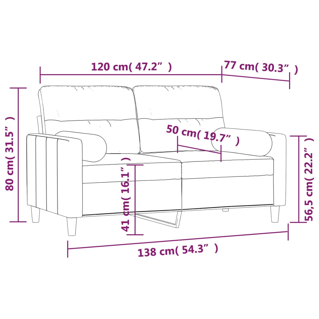 vidaXL Canapea cu 2 locuri cu perne&pernuțe gri închis 120 cm textil