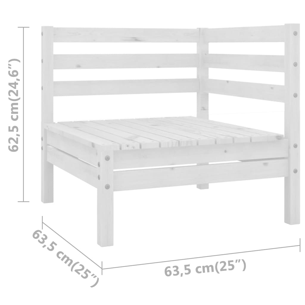 vidaXL Canapele de colț pentru grădină, 2 buc., alb, lemn masiv pin