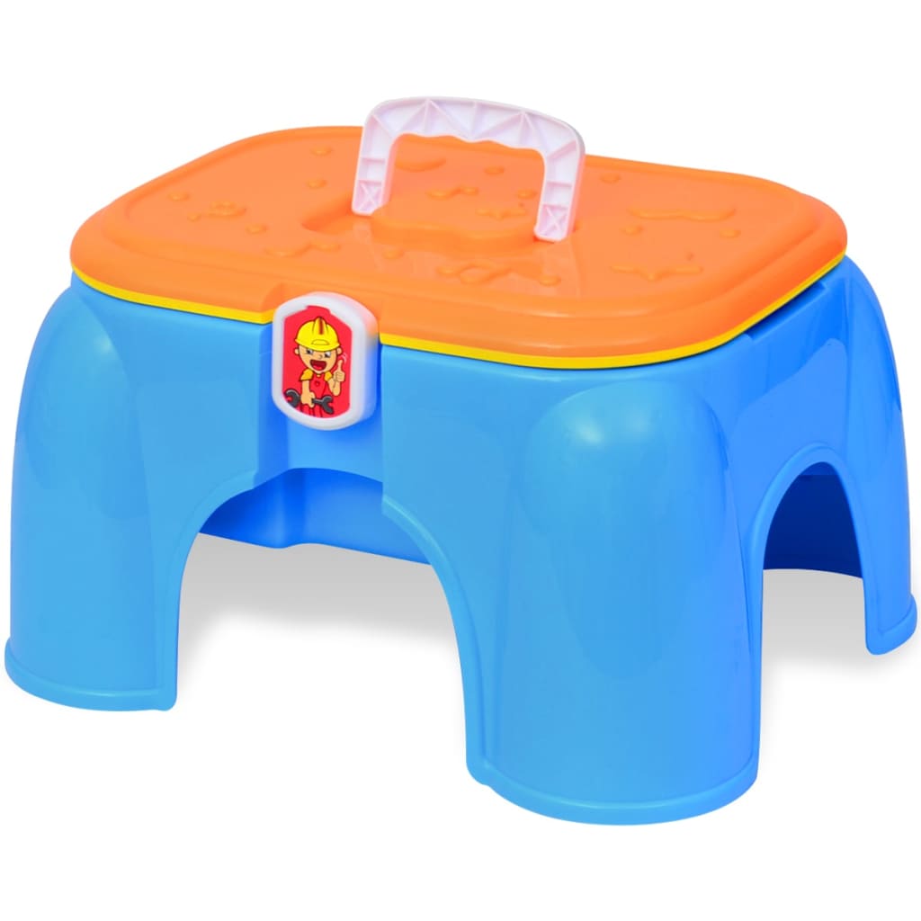 Masă de jucărie pentru copii, cu scule, albastru + galben