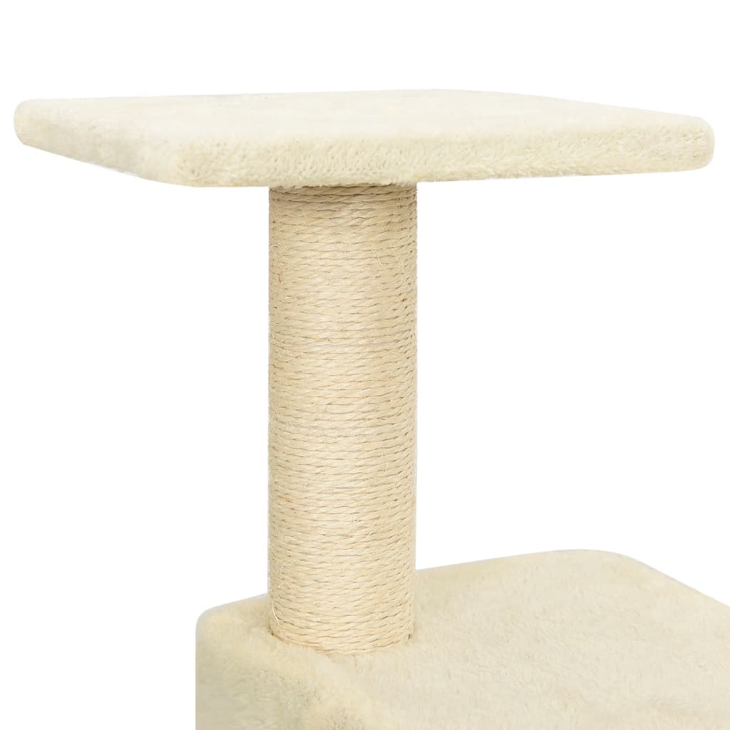 vidaXL Ansamblu pisici cu stâlpi din funie de sisal, crem, 118,5 cm